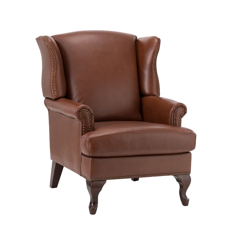Helmuth Wooden Upholstery Genuine  Leather Armchair for livingroom | KARAT HOME, 2 of 11