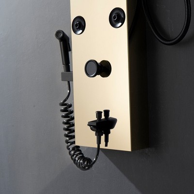 Gold and Black Brass 8-Jet Rainfall Shower Panel System