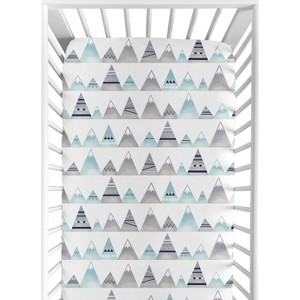 Sweet Jojo Designs Gender Neutral Unisex Baby Fitted Crib Sheet Mountains Blue and Grey - 1 of 4