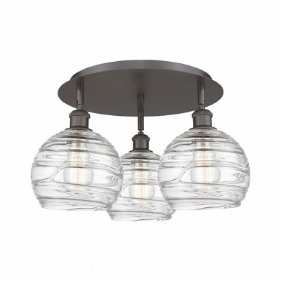 Athens Deco Swirl - 3 Light Flush Mount In Industrial Style-10.38 Inches Tall and 19.75 Inches Wide