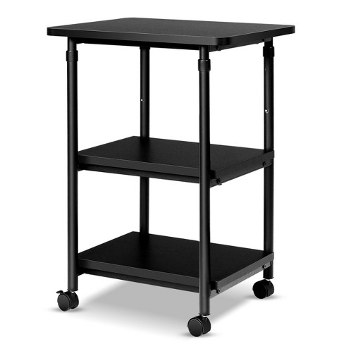 Costway 3-Tier Utility Cart Metal Mental Storage Service Trolley 330lbs Capacity Black