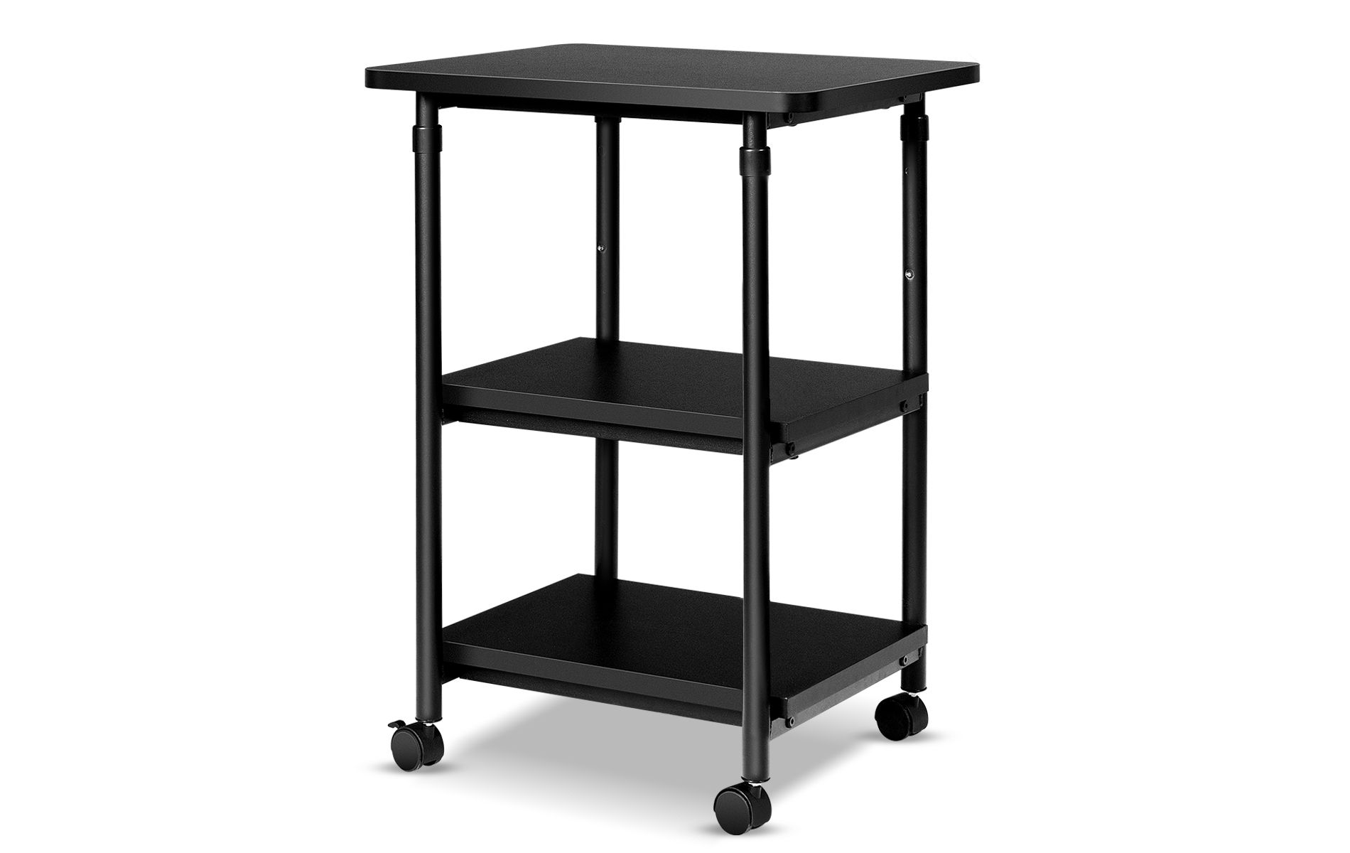 Costway 3-Tier Adjustable Rolling Under Desk Printer Cart with 3 Storage Shelves Printer Stand for home office