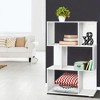 TOAOTBNBO Three-tier Wood Geometric Bookshelf with Grid Pattern, Space-saving Bookcase with Storage Cabinet Shaped Shelves for Office, Off-white - 4 of 4