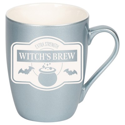 100 North Magic Potion 10 Ounce Frosted Blue Metallic Finish, Comfortably Fits Your Hands, New Bone China Coffee Tea Cup Mug, Witch's Brew
