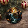 Sinister Manor Haunted House Stained Glass Style Ceramic Ornament, Halloween Themed Christmas Gift and Decor| OrnamentallyYou - 4 of 4