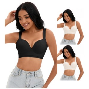 INSPIRE CHIC 3 Pcs Women's Wirefree U Back Adjustable Straps Comfort Push Up Bras - 1 of 4