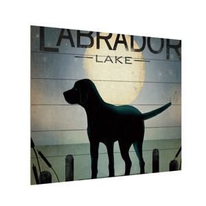Trademark Fine Art -Ryan Fowler 'Moonrise Black Dog Labrador Lake' Matted Framed Art - 1 of 4