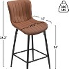 Brown Leather Counter Height Bar Stools Set of 2  Modern Counter Stools for Dining Room Kitchen Islands - 4 of 4