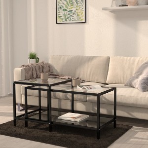 vidaXL Tea Tables 2 pcs Tempered Glass Black - 1 of 4