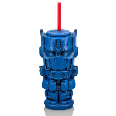 Beeline Creative Geeki Tikis Transformers Optimus Prime Plastic Tumbler with Straw | 26 Ounces