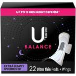 U by Kotex Balance Ultra-Thin Extra Heavy Overnight with Wings Maxi Pads