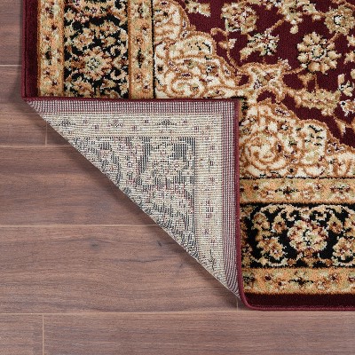 Burgundy Synthetic Medallion Reversible Runner Rug 2'7" x 6'