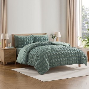 Nestl Bed in a Bag, 7pc Comforter Set Seersucker Design, Modern Comforter Sets with Sheets, Bed in a Bag Bed Set - 1 of 4