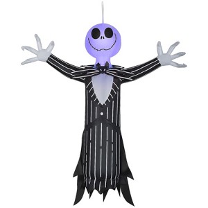 Gemmy 4 ft Airblown Blowup Inflatable Hanging Jack Skellington with Blinking Lights Outdoor Decoration - Black - 1 of 3