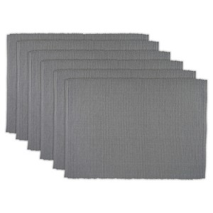 Set of 6 Wine Ribbed Placemat Gray - Design Imports
