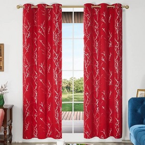 Deconovo Blackout Silver Tree Twigs Curtains 42 Width(2 Panel) - 1 of 4