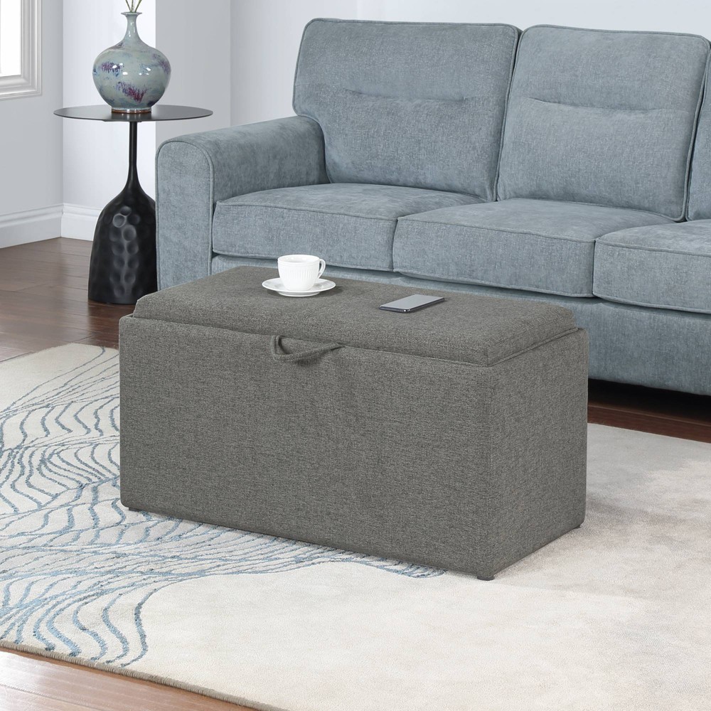 Photos - Pouffe / Bench Designs4Comfort Sheridan Storage Bench with 2 Side Ottomans Soft Gray Fabric - Breighton Home