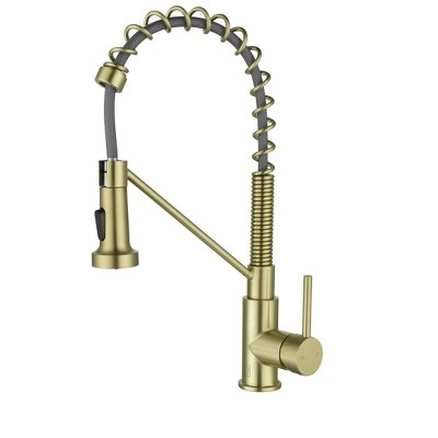 Elegant Lighting Yara Single Handle Pull Down Sprayer Kitchen Faucet in Brushed Gold