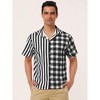 Lars Amadeus Men's Contrast Color Short Sleeves Striped Plaid Printed Shirt - 3 of 4