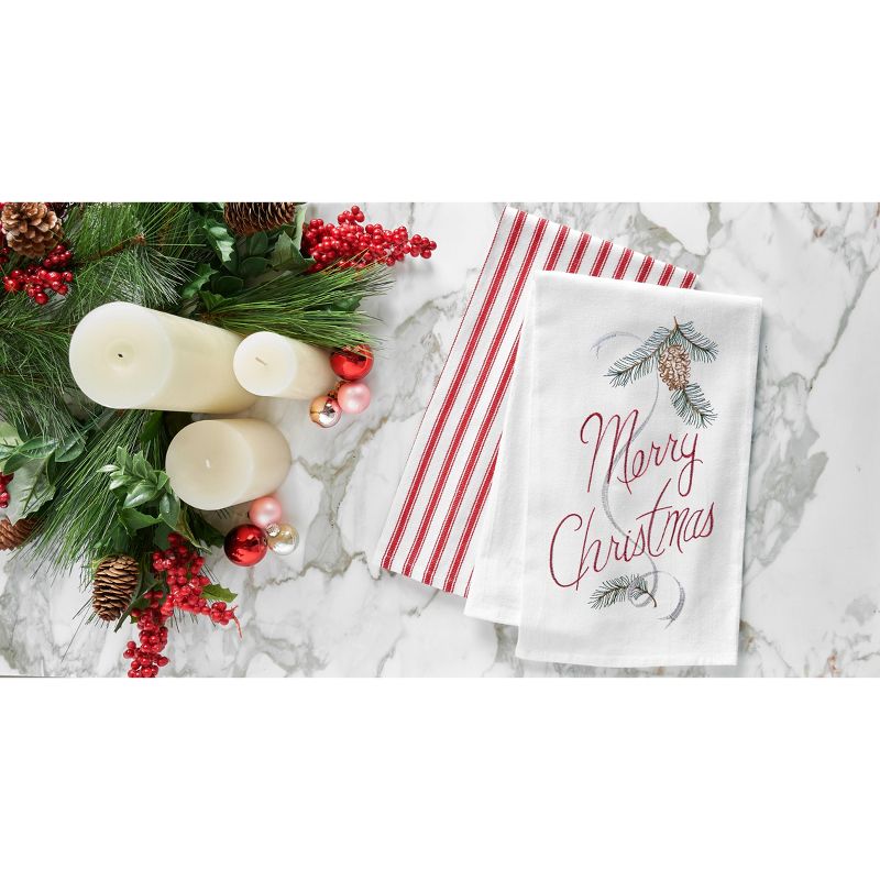 C&F Home "Merry Christmas" Sentiment with Pinecone Flour Sack Kitchen Towel Decor Decoration 27L x 18W in., 3 of 6