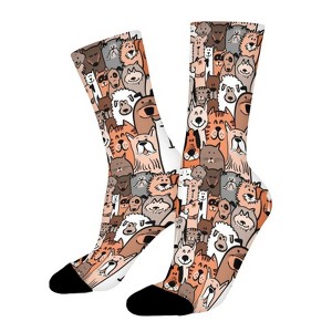 Cats And Dogs Women Printed Crew Socks Funny Funky Socks Soft Polyester Novelty Gifts for Artists Men - 1 of 1
