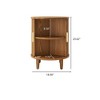 POVISON Modern Mid-Century Round Walnut Color Side Table with Sliding Tambour Door & Storage Shelf, Solid Wood Frame, and Metal Hardware Legs - 4 of 4