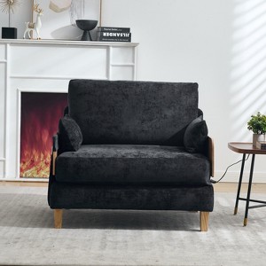 GDFStudio Julien Mid-Century Modern Chenille Upholstered Convertible Accent Chair with 3 Pillows - 1 of 4