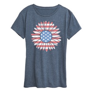 Women's - Instant Message - Daisy Usa Flag Short Sleeve Graphic T-Shirt - 1 of 4