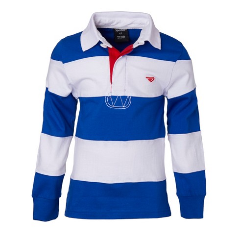 Sportoli Boys Cotton Striped Long Sleeve Polo Rugby Shirt - Roya/white -  Size 18 : Target