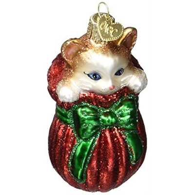 Old World Christmas Glass Blown Ornament for Christmas Tree, Letting The Cat Out Of Bag