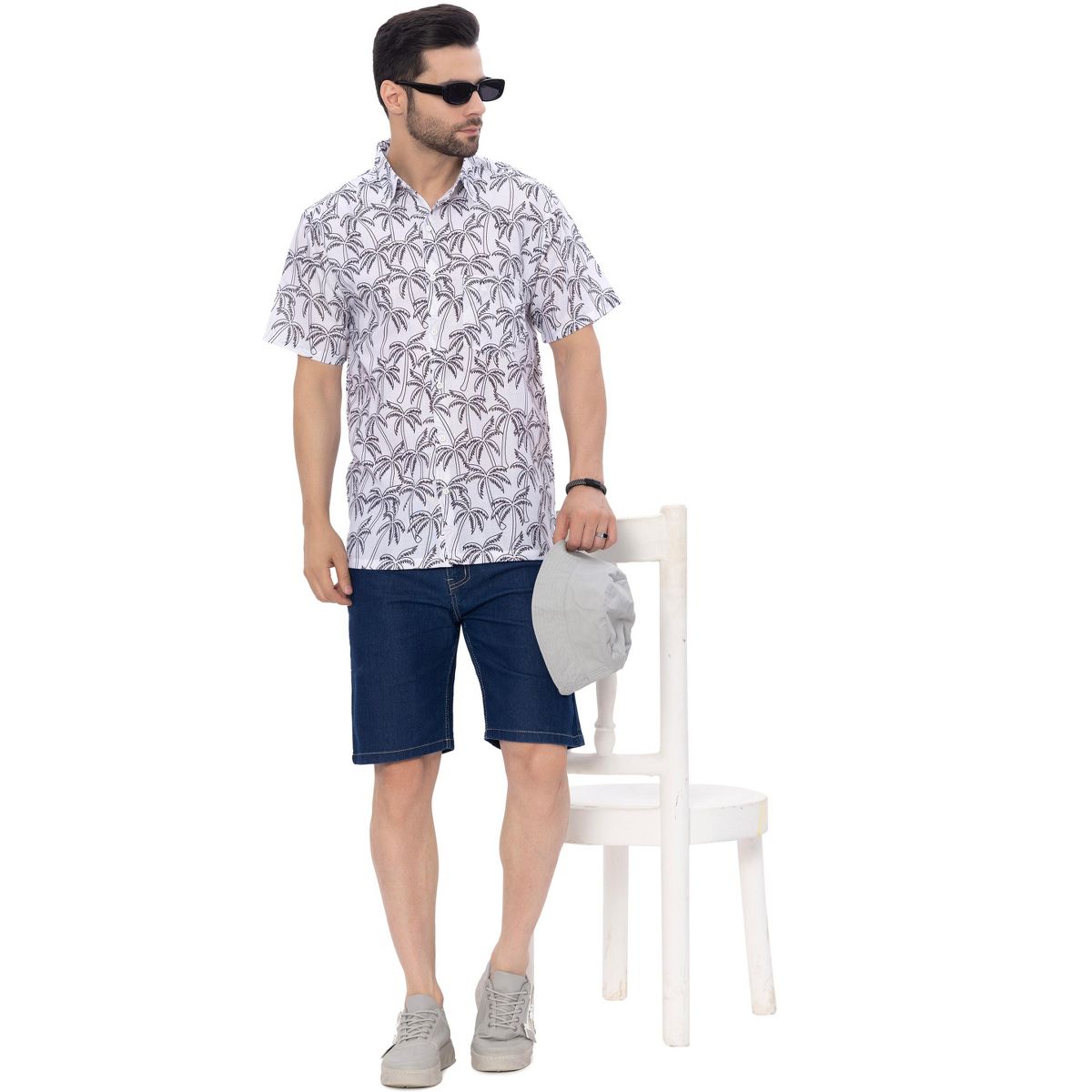 HAPPY BAY Men's Hawaiian Shirts Short Sleeve Button Down Shirt Mens Casual Shirts Linen Effect Tropical Beach Summer Party Shirts XXL Black,Tree - thumbnail 6