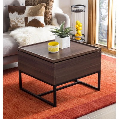 Kristie Dark Oak and Black Square Lift-Top Coffee Table