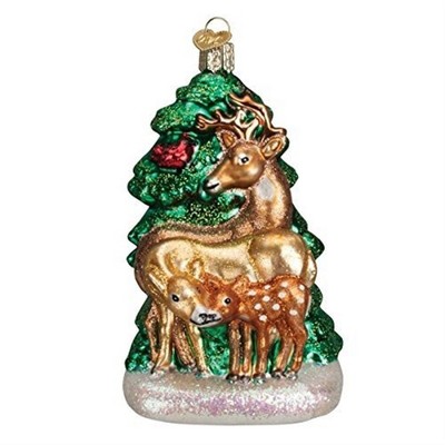 Old World Christmas Glass Blown Ornament For Christmas Tree, Deer Family