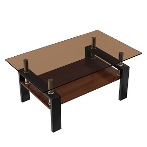 NicBex Modern 39.2" Rectangle Coffee Table with Glass Top, Open Storage Shelf and Iron Frame for Living Room and Bedroom - 1 of 4