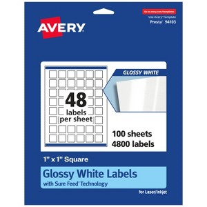 Avery Glossy White Square Labels with Sure Feed, 1" x 1" - 1 of 4