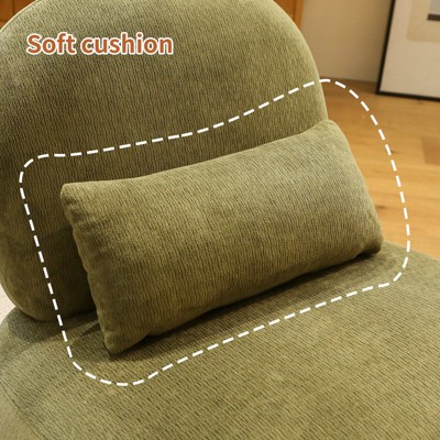 Hrinhom 28.4"W Velvet Accent Chair, Solid Wood Armless Chair with Pillow