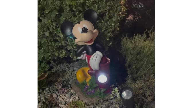 Disney 22&#34; Mickey Mouse with A Fire Hydrant Solar Resin/Stone Statue, 2 of 6, play video