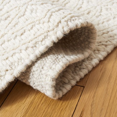 Hand-Knotted Ivory Wool Rectangular Area Rug 8' x 10'