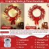 Timer & 8 Modes Prelit Lighted Christmas Wreaths , 20 Warm White Lights Battery Operated 18 Inch - 2 of 4