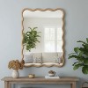 PexFix 30" x 40" Wavy Rectangle Solid Wood Frame Decorative Mirror Modern Farmhouse Wall Mirror For Bedroom Bathroom Living Room Entryway Natural Wood - 3 of 4