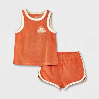 Baby 2pc Loop Terry Tank Set - Cat & Jack™ Brown 3-6M