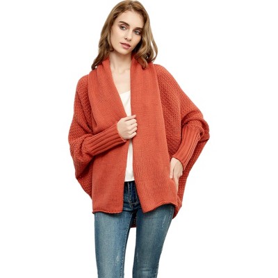 Anna-Kaci Women's Batwing Sleeve Fashion Sweater Open Front Duster Oversized Wrap Cardigan for Everyday Wear