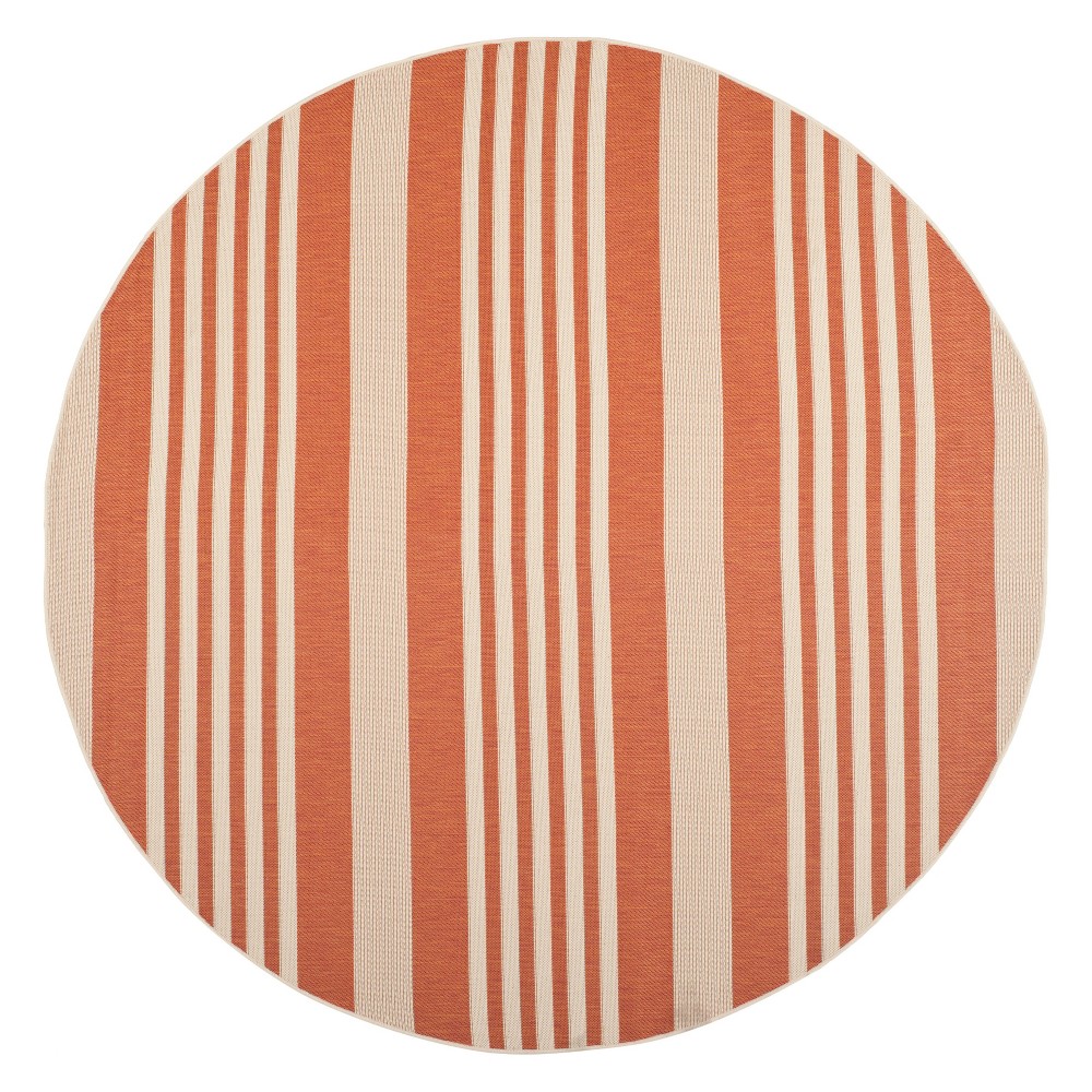7'10in Santorini Round Outdoor Rug Terracotta/Beige - Safavieh