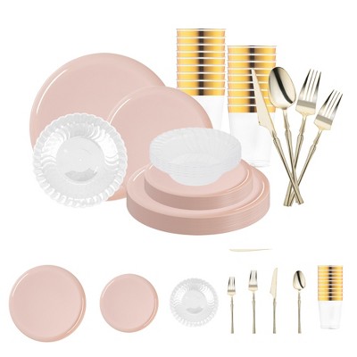 Smarty Had A Party Pink Flat Round Disposable Plastic Tableware Set (120 Settings)