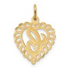 Black Bow Jewelry 14k Yellow Gold, Grace Collection, Satin Heart Initial C Pendant, 15mm - 3 of 4