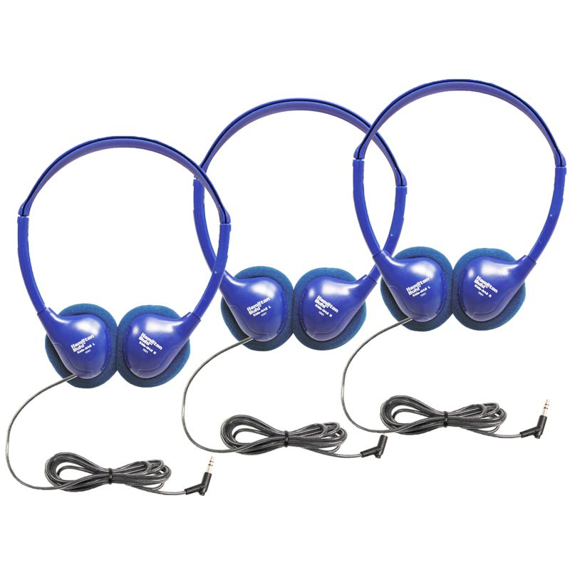 HamiltonBuhl® Kids On-Ear Blue Stereo Headphone, Pack of 3, 1 of 5