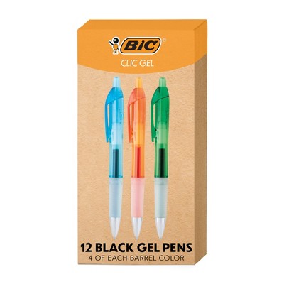 BIC Intensity Clic Black Gel Pens, Medium Point (0.7mm), 12-Count Pack, Retractable Gel Pens With Comfortable Grip (Packaging May Vary)