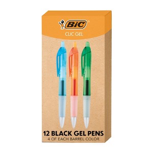 BIC Intensity Clic Black Gel Pens, Medium Point (0.7mm), 12-Count Pack, Retractable Gel Pens With Comfortable Grip (Packaging May Vary) - 1 of 4