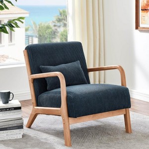 RISOKEYS Mid-Century Modern Accent Chair with Pillow: Stylish Corduroy Upholstery & Easy Assembly - for Living Room, Bedroom, Balcony Decor - 1 of 4