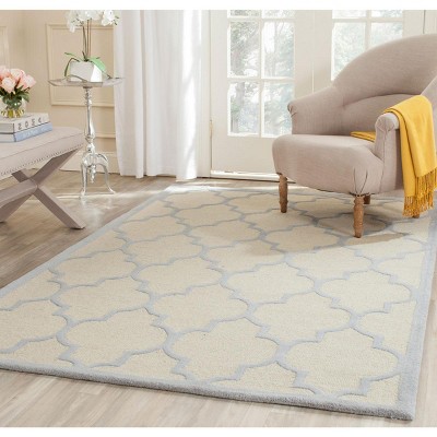 Hand-Tufted Light Blue and Ivory Wool 8' x 10' Rug